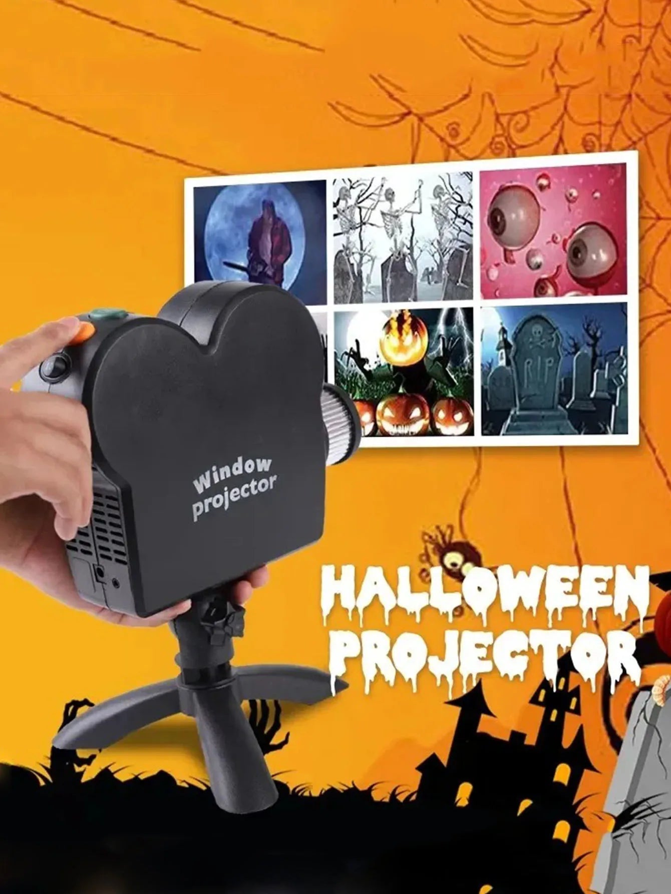 Halloween Christmas Projector Holiday Holographic Projection Lamp Outdoor Garden Lighting Party Decoration Built-In 12 Movies